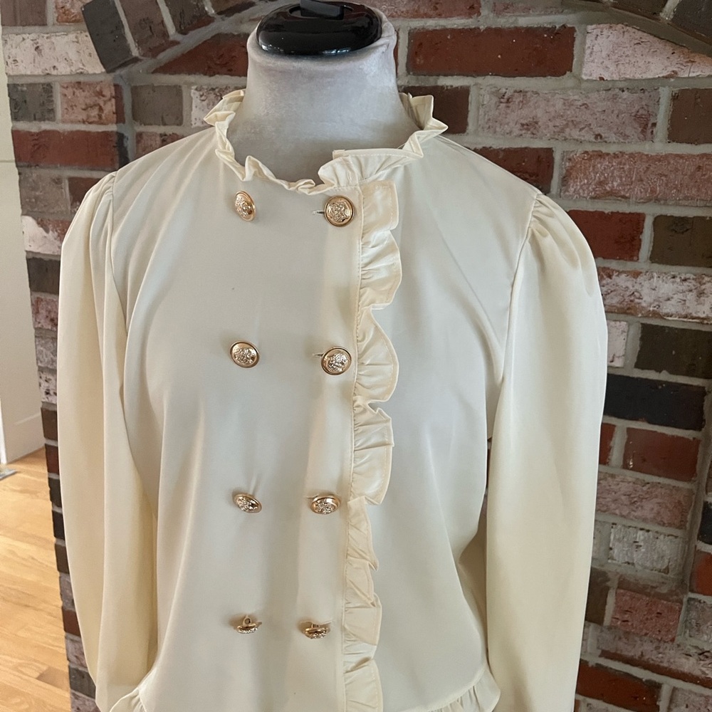 Chicwish Cream Ruffled Blouse - Picture 5 of 10